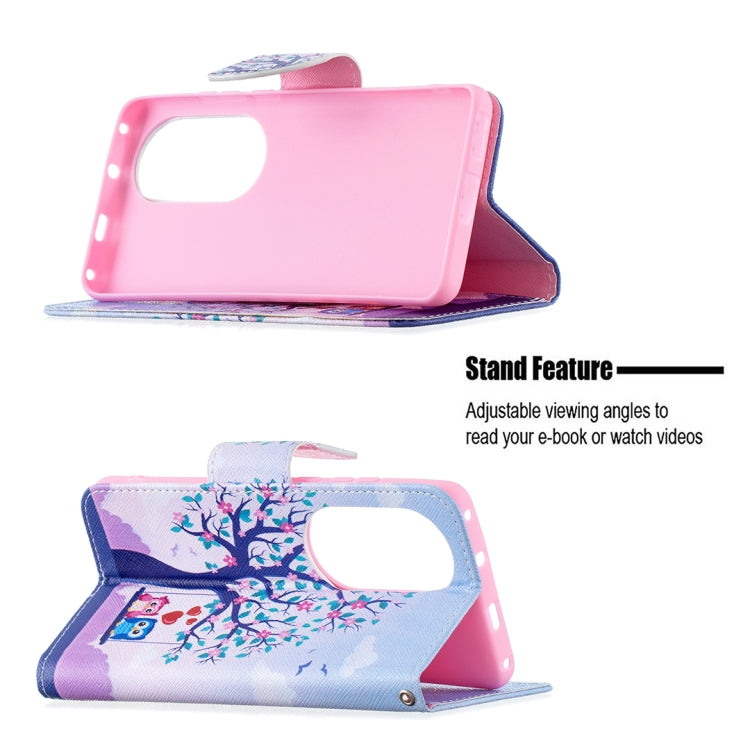 For Huawei P50 Pro Colored Drawing Pattern Horizontal Flip Leather Case with Holder & Card Slots & Wallet(Owl) - Huawei Cases by buy2fix | Online Shopping UK | buy2fix