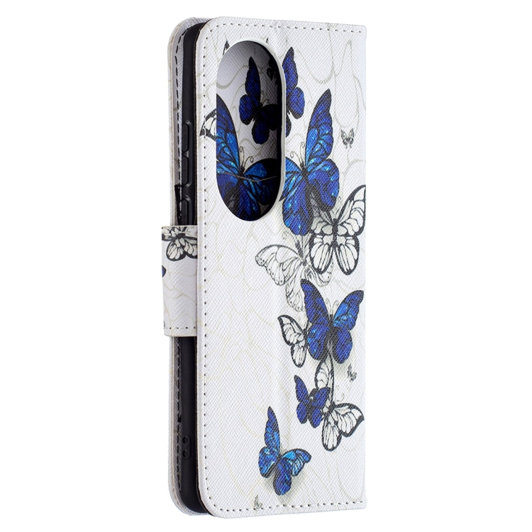 For Huawei P50 Pro Colored Drawing Pattern Horizontal Flip Leather Case with Holder & Card Slots & Wallet(Blue Butterflies) - Huawei Cases by buy2fix | Online Shopping UK | buy2fix