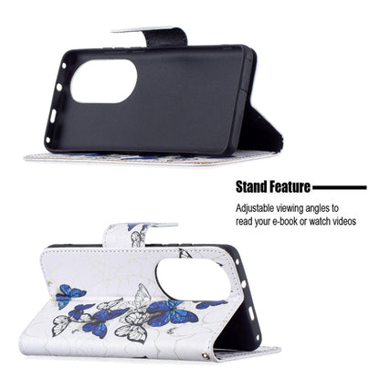 For Huawei P50 Pro Colored Drawing Pattern Horizontal Flip Leather Case with Holder & Card Slots & Wallet(Blue Butterflies) - Huawei Cases by buy2fix | Online Shopping UK | buy2fix