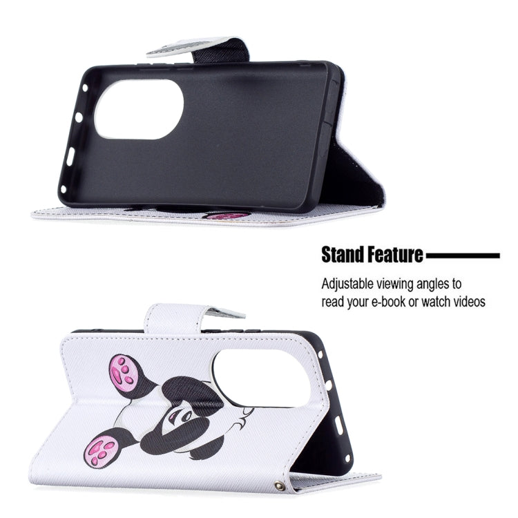For Huawei P50 Pro Colored Drawing Pattern Horizontal Flip Leather Case with Holder & Card Slots & Wallet(Panda) - Huawei Cases by buy2fix | Online Shopping UK | buy2fix