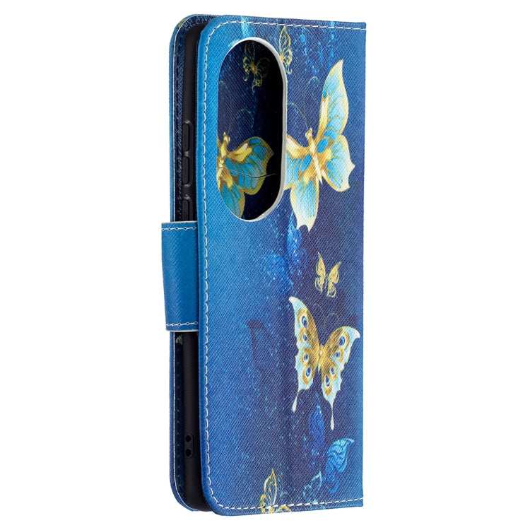 For Huawei P50 Pro Colored Drawing Pattern Horizontal Flip Leather Case with Holder & Card Slots & Wallet(Gold Butterfly) - Huawei Cases by buy2fix | Online Shopping UK | buy2fix