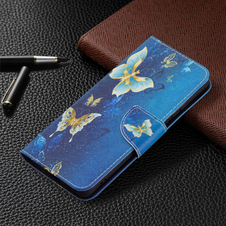 For Huawei P50 Pro Colored Drawing Pattern Horizontal Flip Leather Case with Holder & Card Slots & Wallet(Gold Butterfly) - Huawei Cases by buy2fix | Online Shopping UK | buy2fix