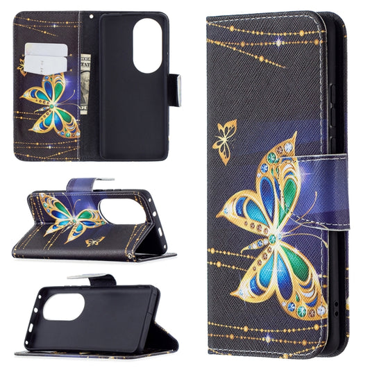 For Huawei P50 Pro Colored Drawing Pattern Horizontal Flip Leather Case with Holder & Card Slots & Wallet(Big Butterfly) - Huawei Cases by buy2fix | Online Shopping UK | buy2fix