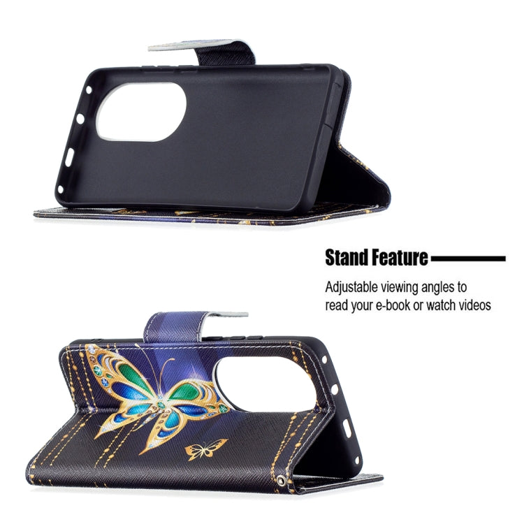 For Huawei P50 Pro Colored Drawing Pattern Horizontal Flip Leather Case with Holder & Card Slots & Wallet(Big Butterfly) - Huawei Cases by buy2fix | Online Shopping UK | buy2fix