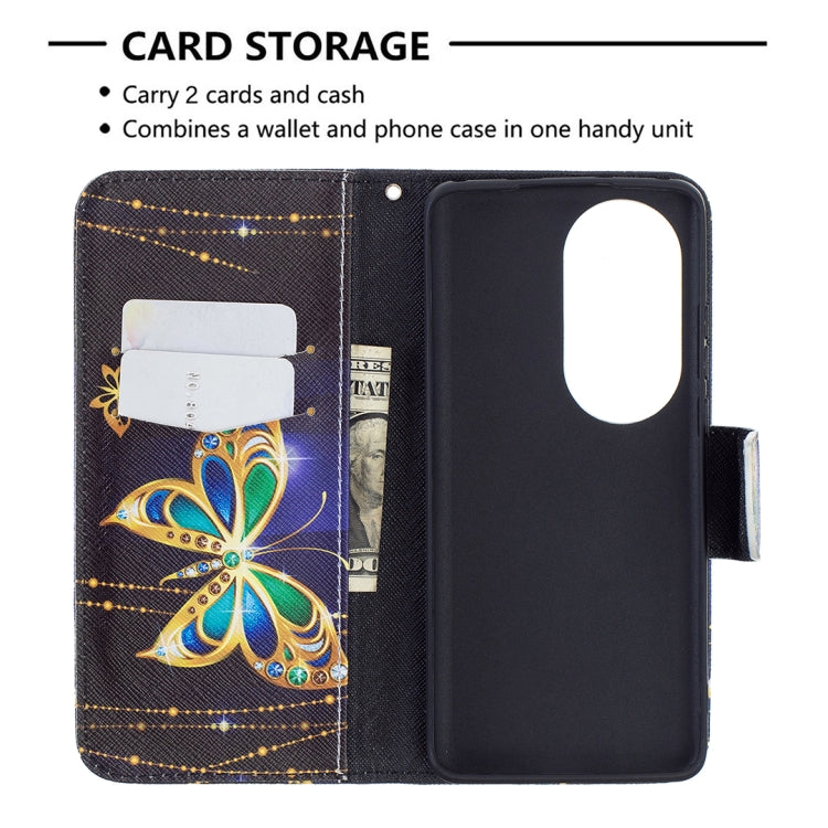 For Huawei P50 Pro Colored Drawing Pattern Horizontal Flip Leather Case with Holder & Card Slots & Wallet(Big Butterfly) - Huawei Cases by buy2fix | Online Shopping UK | buy2fix
