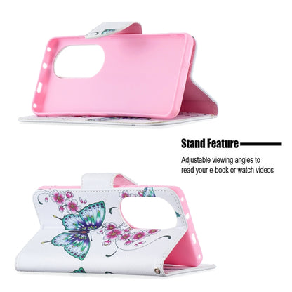 For Huawei P50 Pro Colored Drawing Pattern Horizontal Flip Leather Case with Holder & Card Slots & Wallet(Peach Blossom Butterfly) - Huawei Cases by buy2fix | Online Shopping UK | buy2fix