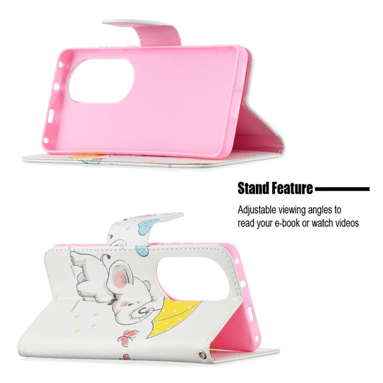 For Huawei P50 Pro Colored Drawing Pattern Horizontal Flip Leather Case with Holder & Card Slots & Wallet(Umbrella Elephant) - Huawei Cases by buy2fix | Online Shopping UK | buy2fix
