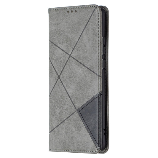 For Huawei P50 Pro Rhombus Texture Horizontal Flip Magnetic Leather Case with Holder & Card Slots(Grey) - Huawei Cases by buy2fix | Online Shopping UK | buy2fix