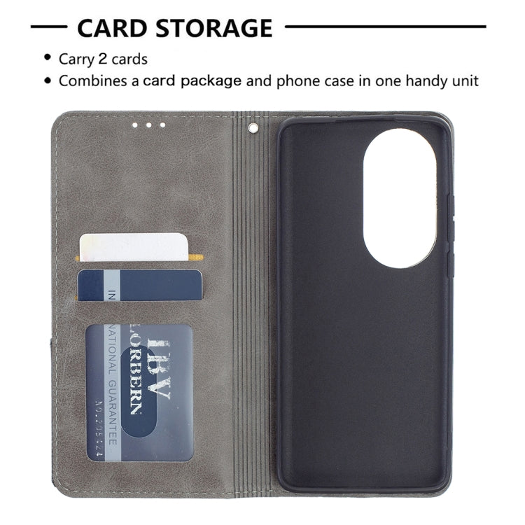 For Huawei P50 Pro Rhombus Texture Horizontal Flip Magnetic Leather Case with Holder & Card Slots(Grey) - Huawei Cases by buy2fix | Online Shopping UK | buy2fix