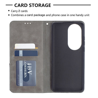 For Huawei P50 Pro Rhombus Texture Horizontal Flip Magnetic Leather Case with Holder & Card Slots(Grey) - Huawei Cases by buy2fix | Online Shopping UK | buy2fix