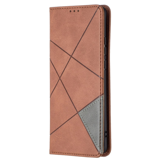 For Huawei P50 Pro Rhombus Texture Horizontal Flip Magnetic Leather Case with Holder & Card Slots(Brown) - Huawei Cases by buy2fix | Online Shopping UK | buy2fix