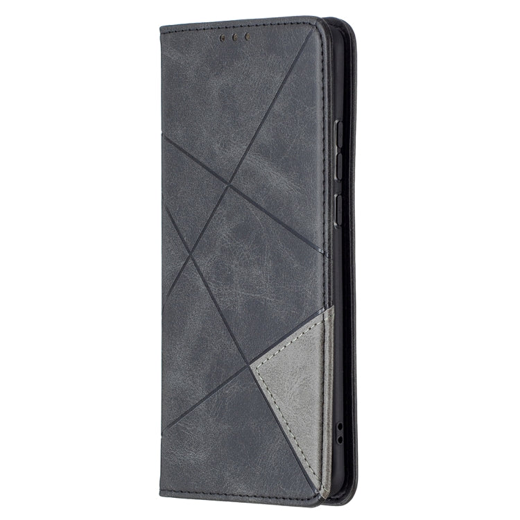 For Huawei P50 Pro Rhombus Texture Horizontal Flip Magnetic Leather Case with Holder & Card Slots(Black) - Huawei Cases by buy2fix | Online Shopping UK | buy2fix