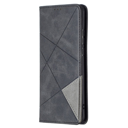 For Huawei P50 Pro Rhombus Texture Horizontal Flip Magnetic Leather Case with Holder & Card Slots(Black) - Huawei Cases by buy2fix | Online Shopping UK | buy2fix