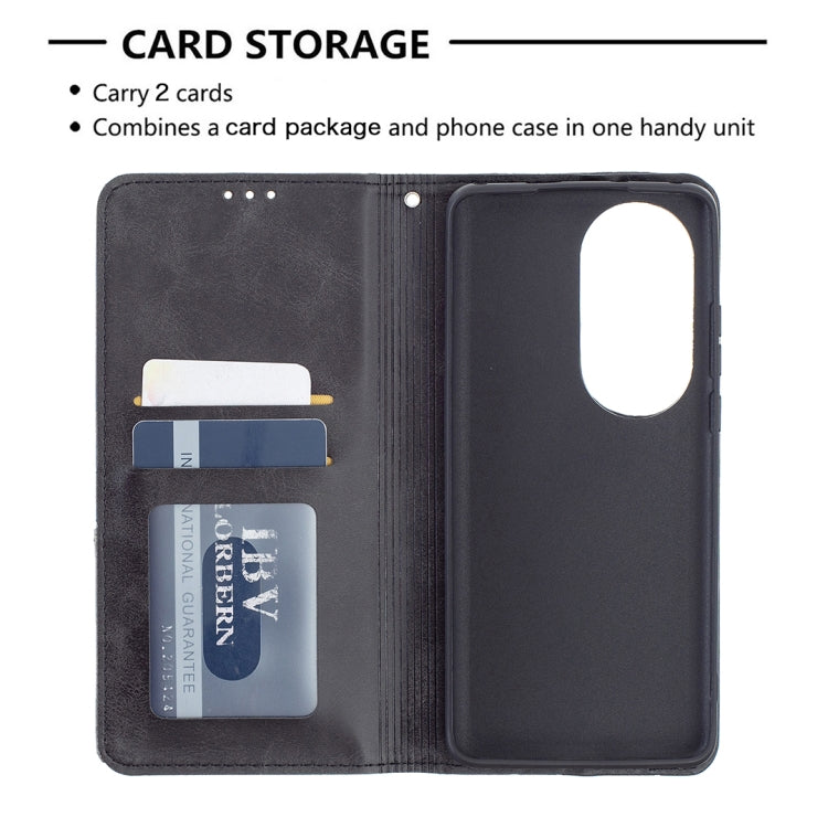 For Huawei P50 Pro Rhombus Texture Horizontal Flip Magnetic Leather Case with Holder & Card Slots(Black) - Huawei Cases by buy2fix | Online Shopping UK | buy2fix