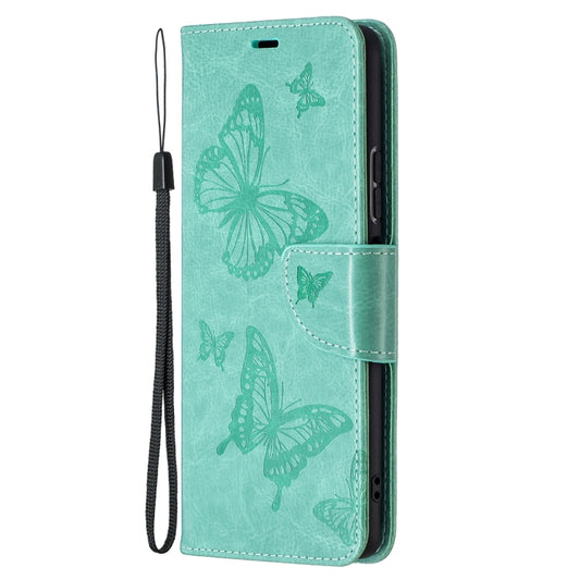 For Xiaomi Redmi Note 10 Pro Two Butterflies Embossing Pattern Horizontal Flip Leather Case with Holder & Card Slot & Wallet & Lanyard(Green) - Xiaomi Cases by buy2fix | Online Shopping UK | buy2fix