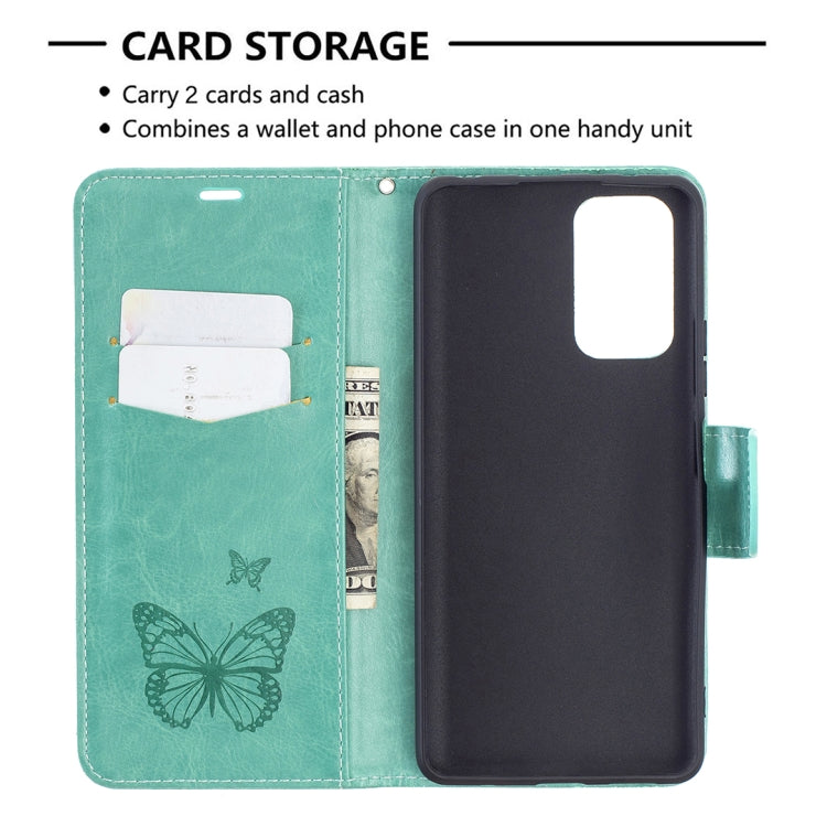 For Xiaomi Redmi Note 10 Pro Two Butterflies Embossing Pattern Horizontal Flip Leather Case with Holder & Card Slot & Wallet & Lanyard(Green) - Xiaomi Cases by buy2fix | Online Shopping UK | buy2fix