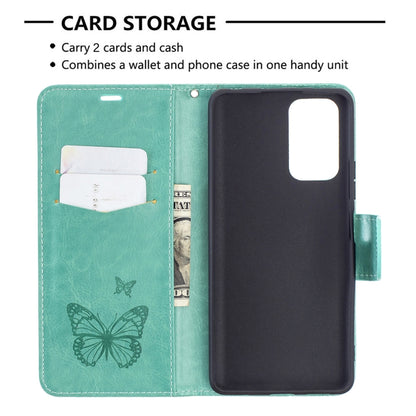 For Xiaomi Redmi Note 10 Pro Two Butterflies Embossing Pattern Horizontal Flip Leather Case with Holder & Card Slot & Wallet & Lanyard(Green) - Xiaomi Cases by buy2fix | Online Shopping UK | buy2fix