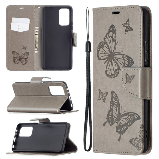For Xiaomi Redmi Note 10 Pro Two Butterflies Embossing Pattern Horizontal Flip Leather Case with Holder & Card Slot & Wallet & Lanyard(Grey) - Xiaomi Cases by buy2fix | Online Shopping UK | buy2fix