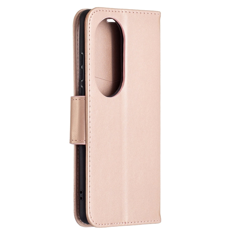For Huawei P50 Pro Two Butterflies Embossing Pattern Horizontal Flip Leather Case with Holder & Card Slot & Wallet & Lanyard(Rose Gold) - Huawei Cases by buy2fix | Online Shopping UK | buy2fix
