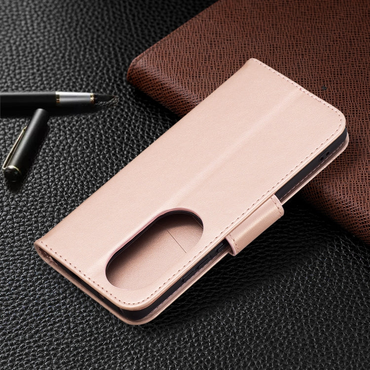 For Huawei P50 Pro Two Butterflies Embossing Pattern Horizontal Flip Leather Case with Holder & Card Slot & Wallet & Lanyard(Rose Gold) - Huawei Cases by buy2fix | Online Shopping UK | buy2fix