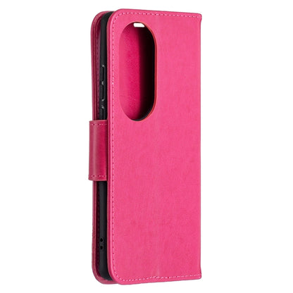 For Huawei P50 Pro Two Butterflies Embossing Pattern Horizontal Flip Leather Case with Holder & Card Slot & Wallet & Lanyard(Rose Red) - Huawei Cases by buy2fix | Online Shopping UK | buy2fix