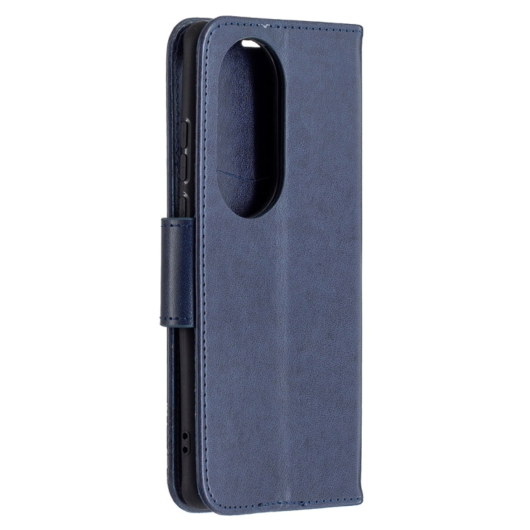 For Huawei P50 Pro Two Butterflies Embossing Pattern Horizontal Flip Leather Case with Holder & Card Slot & Wallet & Lanyard(Dark Blue) - Huawei Cases by buy2fix | Online Shopping UK | buy2fix