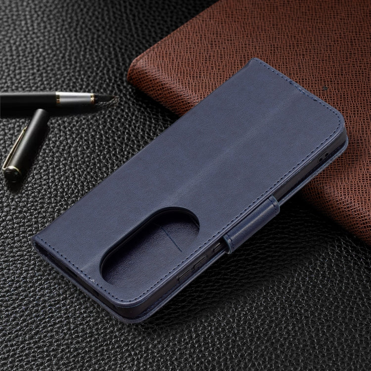 For Huawei P50 Pro Two Butterflies Embossing Pattern Horizontal Flip Leather Case with Holder & Card Slot & Wallet & Lanyard(Dark Blue) - Huawei Cases by buy2fix | Online Shopping UK | buy2fix