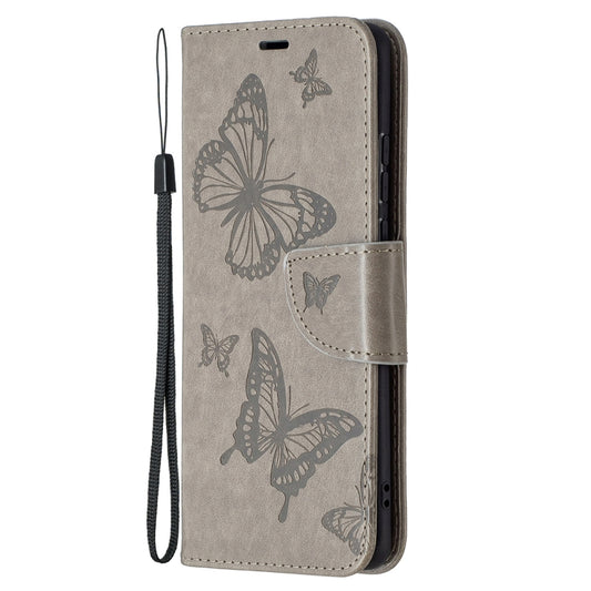 For Huawei P50 Pro Two Butterflies Embossing Pattern Horizontal Flip Leather Case with Holder & Card Slot & Wallet & Lanyard(Grey) - Huawei Cases by buy2fix | Online Shopping UK | buy2fix