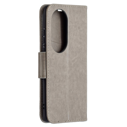 For Huawei P50 Pro Two Butterflies Embossing Pattern Horizontal Flip Leather Case with Holder & Card Slot & Wallet & Lanyard(Grey) - Huawei Cases by buy2fix | Online Shopping UK | buy2fix