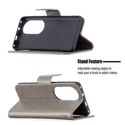 For Huawei P50 Pro Two Butterflies Embossing Pattern Horizontal Flip Leather Case with Holder & Card Slot & Wallet & Lanyard(Grey) - Huawei Cases by buy2fix | Online Shopping UK | buy2fix