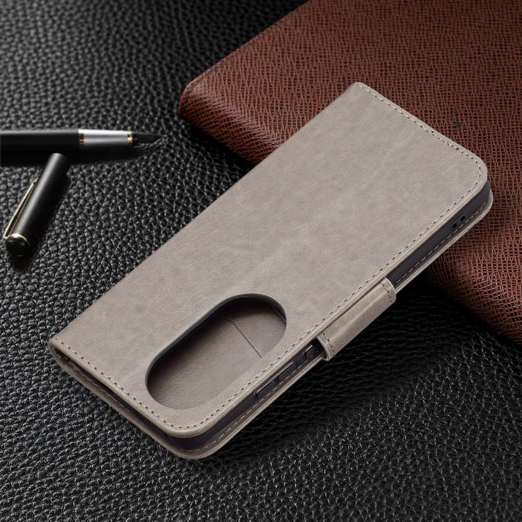 For Huawei P50 Pro Two Butterflies Embossing Pattern Horizontal Flip Leather Case with Holder & Card Slot & Wallet & Lanyard(Grey) - Huawei Cases by buy2fix | Online Shopping UK | buy2fix