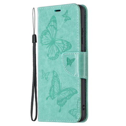 For Samsung Galaxy A32 4G Two Butterflies Embossing Pattern Horizontal Flip Leather Case with Holder & Card Slot & Wallet & Lanyard(Green) by buy2fix
