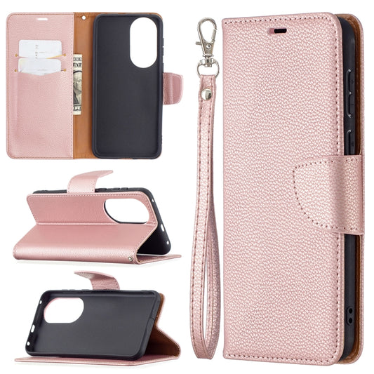 For Huawei P50 Litchi Texture Pure Color Horizontal Flip Leather Case with Holder & Card Slots & Wallet & Lanyard(Rose Gold) - Huawei Cases by buy2fix | Online Shopping UK | buy2fix
