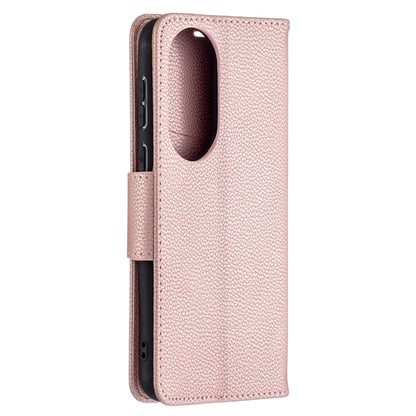 For Huawei P50 Litchi Texture Pure Color Horizontal Flip Leather Case with Holder & Card Slots & Wallet & Lanyard(Rose Gold) - Huawei Cases by buy2fix | Online Shopping UK | buy2fix