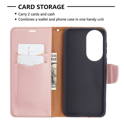 For Huawei P50 Litchi Texture Pure Color Horizontal Flip Leather Case with Holder & Card Slots & Wallet & Lanyard(Rose Gold) - Huawei Cases by buy2fix | Online Shopping UK | buy2fix