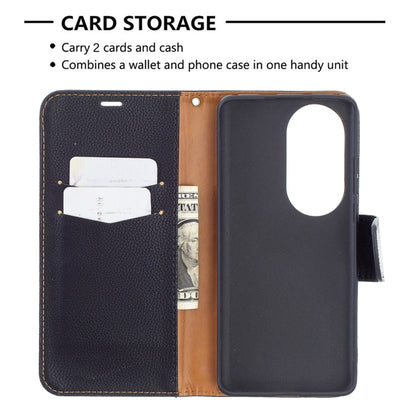 For Huawei P50 Pro Litchi Texture Pure Color Horizontal Flip Leather Case with Holder & Card Slots & Wallet & Lanyard(Black) - Huawei Cases by buy2fix | Online Shopping UK | buy2fix