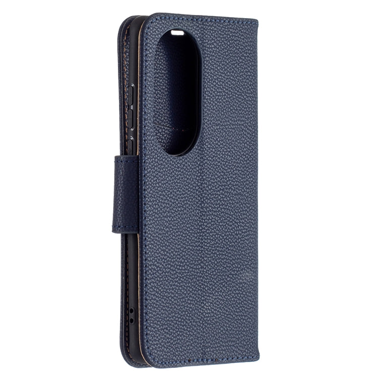 For Huawei P50 Pro Litchi Texture Pure Color Horizontal Flip Leather Case with Holder & Card Slots & Wallet & Lanyard(Dark Blue) - Huawei Cases by buy2fix | Online Shopping UK | buy2fix