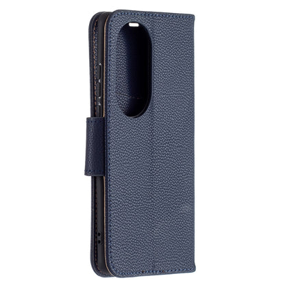 For Huawei P50 Pro Litchi Texture Pure Color Horizontal Flip Leather Case with Holder & Card Slots & Wallet & Lanyard(Dark Blue) - Huawei Cases by buy2fix | Online Shopping UK | buy2fix