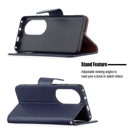 For Huawei P50 Pro Litchi Texture Pure Color Horizontal Flip Leather Case with Holder & Card Slots & Wallet & Lanyard(Dark Blue) - Huawei Cases by buy2fix | Online Shopping UK | buy2fix