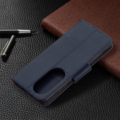 For Huawei P50 Pro Litchi Texture Pure Color Horizontal Flip Leather Case with Holder & Card Slots & Wallet & Lanyard(Dark Blue) - Huawei Cases by buy2fix | Online Shopping UK | buy2fix