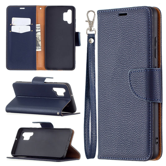 For Samsung Galaxy A32 4G Litchi Texture Pure Color Horizontal Flip Leather Case with Holder & Card Slots & Wallet & Lanyard(Dark Blue) - Galaxy Phone Cases by buy2fix | Online Shopping UK | buy2fix