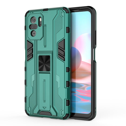 For Xiaomi Redmi Note 10 4G Supersonic PC + TPU Shock-proof Protective Case with Holder(Green) - Xiaomi Cases by buy2fix | Online Shopping UK | buy2fix