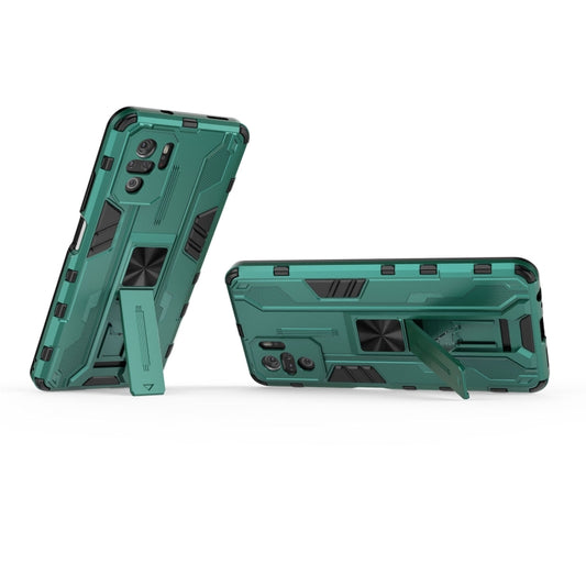 For Xiaomi Redmi Note 10 4G Supersonic PC + TPU Shock-proof Protective Case with Holder(Green) - Xiaomi Cases by buy2fix | Online Shopping UK | buy2fix