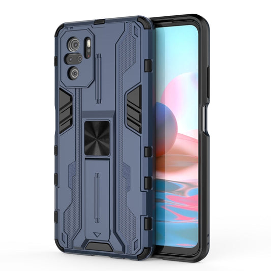 For Xiaomi Redmi Note 10 4G Supersonic PC + TPU Shock-proof Protective Case with Holder(Dark Blue) - Xiaomi Cases by buy2fix | Online Shopping UK | buy2fix