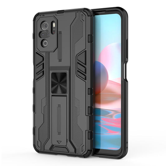 For Xiaomi Redmi Note 10 4G Supersonic PC + TPU Shock-proof Protective Case with Holder(Black) - Xiaomi Cases by buy2fix | Online Shopping UK | buy2fix