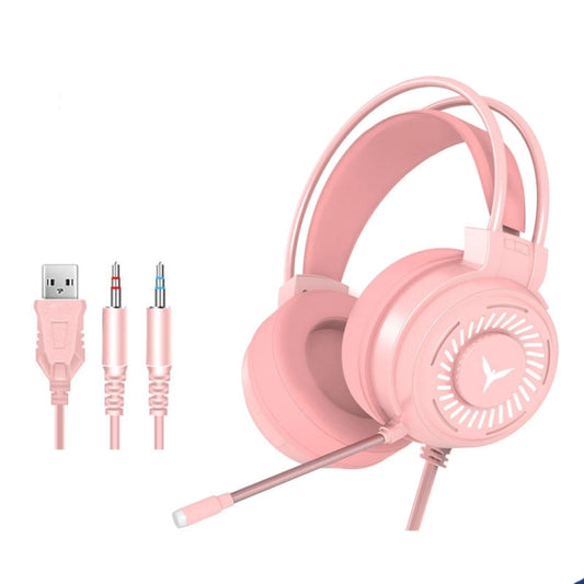 2 PCS G58 Head-Mounted Gaming Wired Headset with Microphone, Cable Length: about 2m, Color:Pink Colorful 3.5mm Version by buy2fix