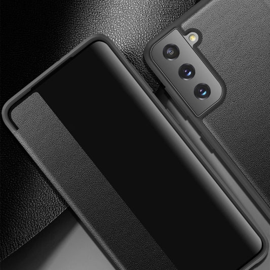 For Samsung Galaxy S21 5G Magnetic Side Window View Shockproof Horizontal Flip Leather Case(Black) - Galaxy S21 5G Cases by buy2fix | Online Shopping UK | buy2fix