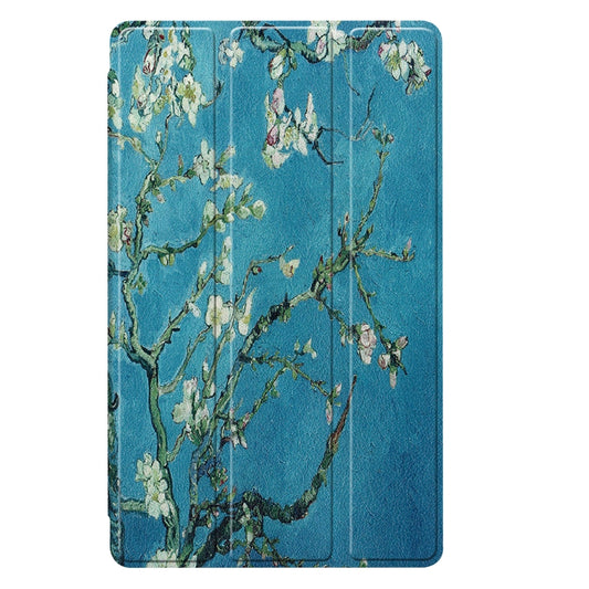 For Samsung Galaxy Tab A7 Lite T225 Colored Drawing Pattern Horizontal Flip Leather Case with Three-folding Holder & Sleep / Wake-up Function(Apricot Blossom) - Other Galaxy Tab PC by buy2fix | Online Shopping UK | buy2fix