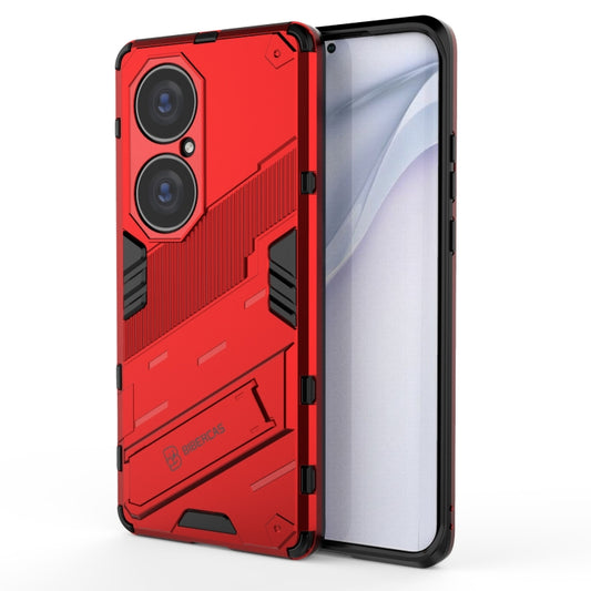 For Huawei P50 Pro Punk Armor 2 in 1 PC + TPU Shockproof Case with Invisible Holder(Red) - Huawei Cases by buy2fix | Online Shopping UK | buy2fix