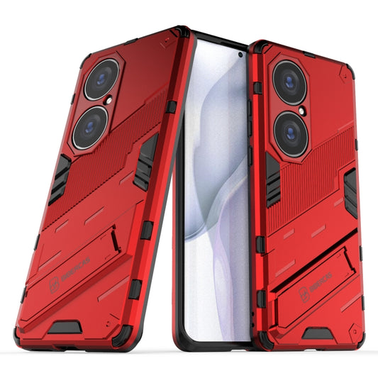 For Huawei P50 Pro Punk Armor 2 in 1 PC + TPU Shockproof Case with Invisible Holder(Red) - Huawei Cases by buy2fix | Online Shopping UK | buy2fix